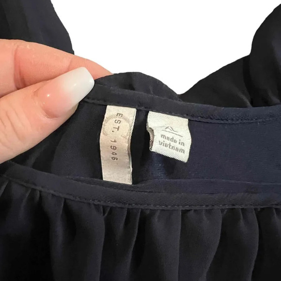 Est. 1946 Navy Off-Shoulder Ruffle Detail Elastic Neckline Solid Blouse Size XL - Picture 2 of 5